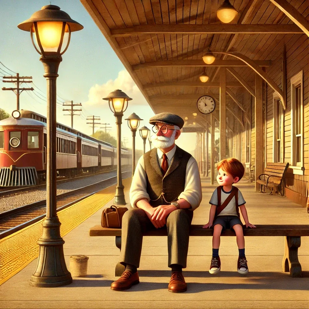 Su una panchina, in attesa del treno